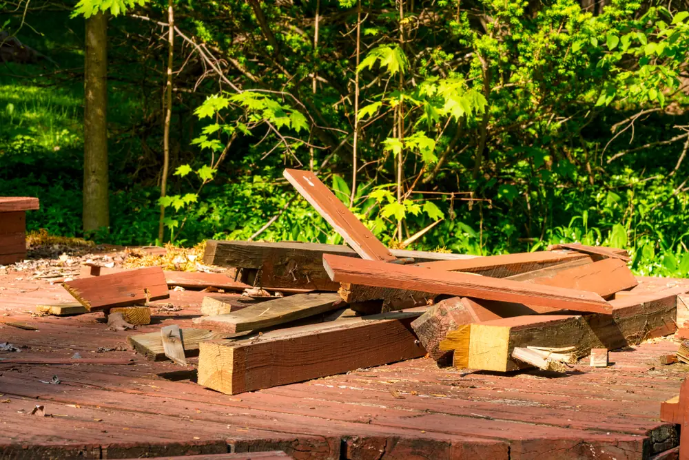 A pile of old deck wood
