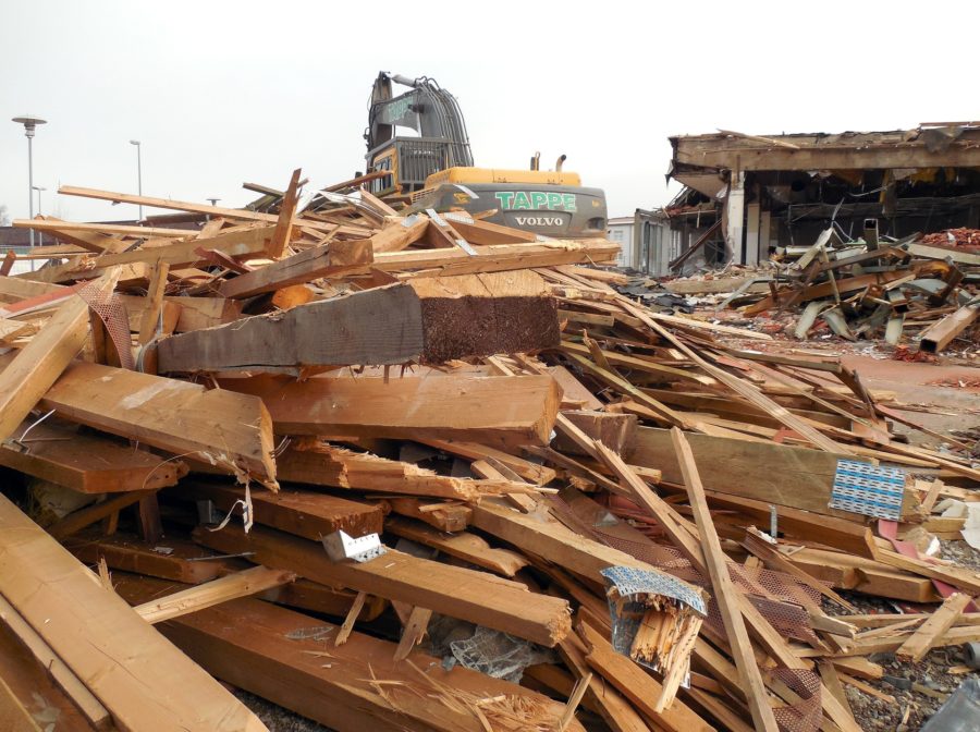 pile of demolition debris after light demolition project