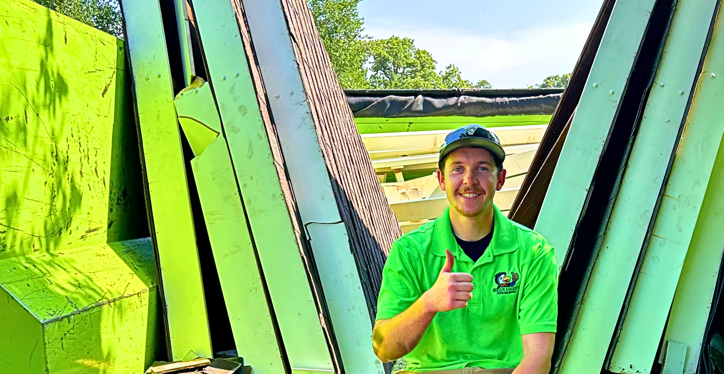 junk removal professional after shed demo